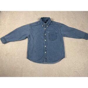 GAP‎ Denim Button Down Shirt Boys Small y2k 90's Long Sleeve Cotton Workwear